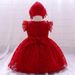 Girl's Birthday Party Dress (70-90cm) | Lace Sleeveless Gown & Bonnet For Special Occasions_voghion.com