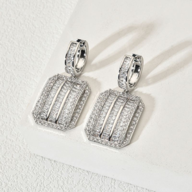 Pendientes de lujo exquisitos y de moda, pendientes geométricos cuadrados con incrustaciones de circonita para hombres y mujeres, pendientes simples y versátiles_voghion.com