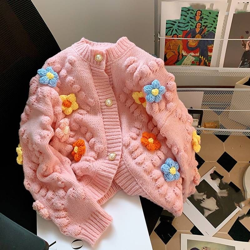 Dametøj efterår og vinter ny håndhæklet strik cardigan sweater_voghion.com