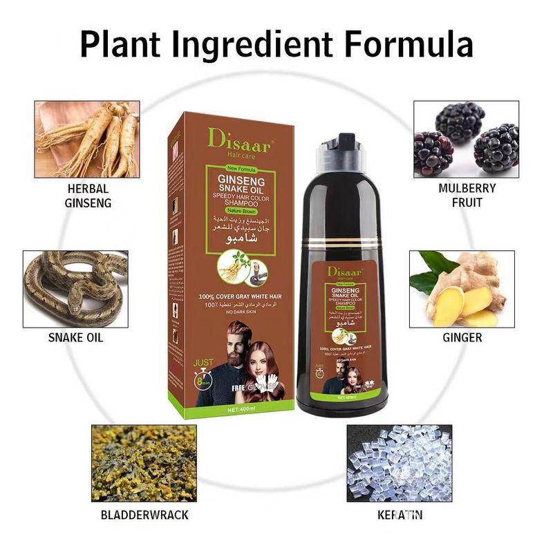 Oil Ginseng Snake Staining Root Color Changing Shampoo Hair Dye_voghion.com