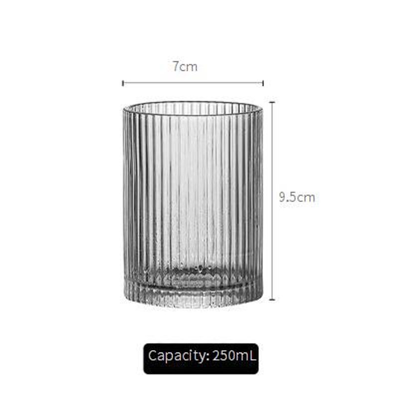 Vertical Stripe Glass Cup - Minimalist Coffee & Juice Cup For Cold Drinks, Milk Tea, And Home Use_voghion.com