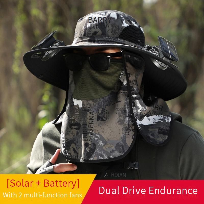 Büyük Baş (60-64cm) İçin XXL Güneş Enerjili Soğutma Şapkası - 360° Güneş Koruması ve Çift Fanlı Havalandırma_voghion.com