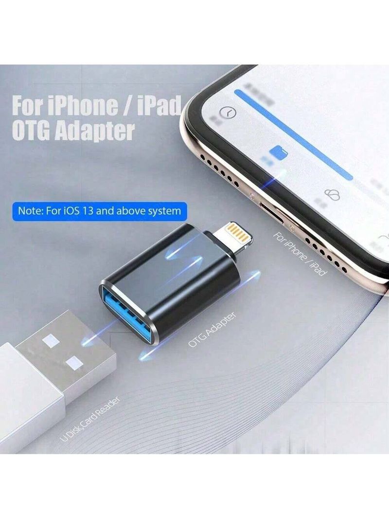OTG Adapter Set Compatible With Iphone 14 Series, Lightning Male To USB Female Adapter, Camera Reader, USB Flash Drive, Mouse, Keyboard Hub_voghion.com