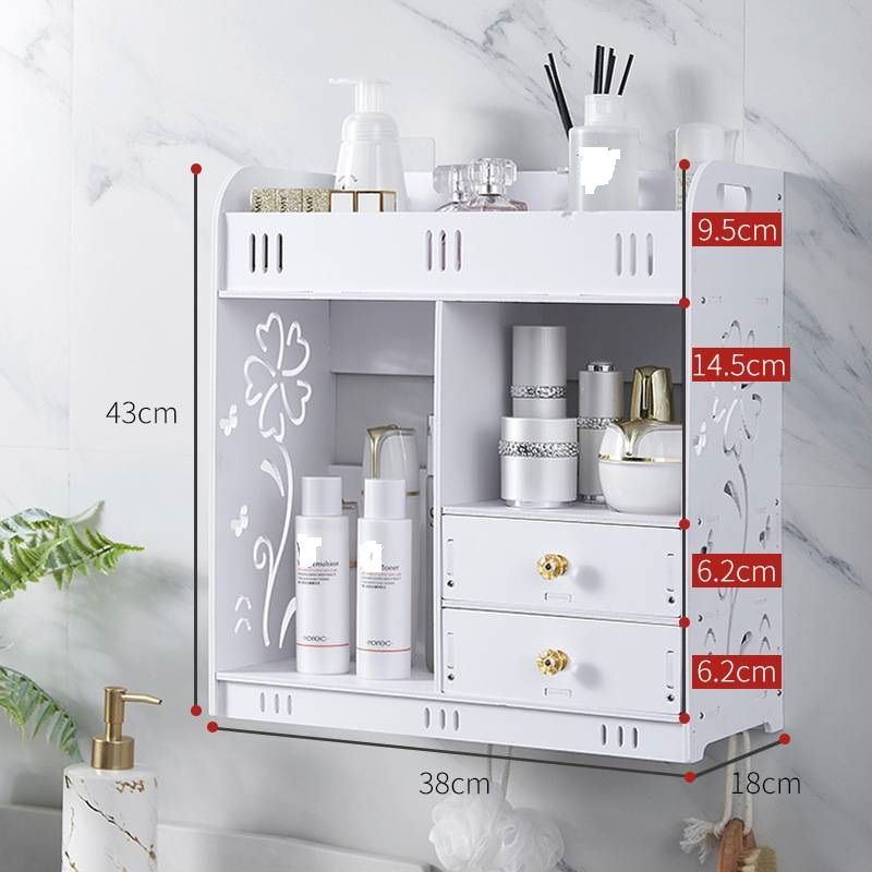 Estante de almacenamiento para el cuidado de la piel, sin perforaciones, para baño, con cajón de gran capacidad y almacenamiento multicapa._voghion.com