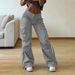 Women's Clothing Retro Overalls Pocket Stitching Mid Rise Wide Leg Drawstring Casual Solid Color Hottie Pants_voghion.com