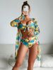Women's fashion high-end sexy multi-color printed bikini BIKINI three-piece women's swimsuit_voghion.com
