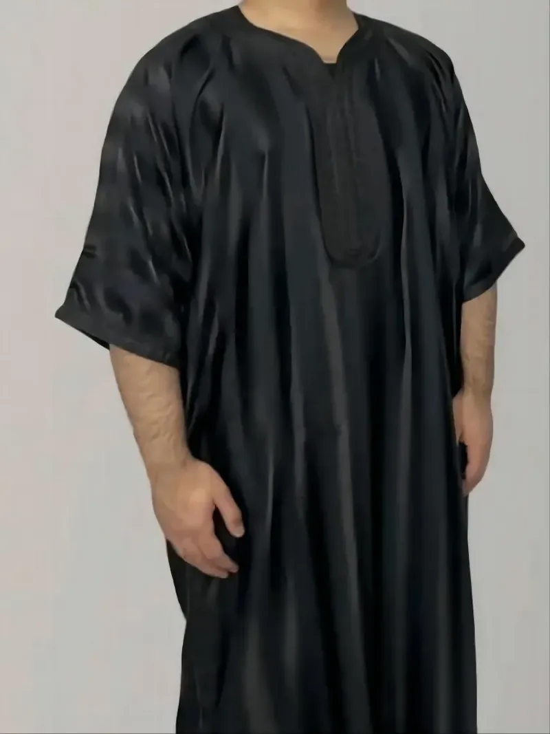 2025 Muslim Men Kaftan Robe Satin Embroidery Jubba Thobe Saudi Arab Thoub Turkey Islamic Casual Dress Ramadan Traditional_voghion.com
