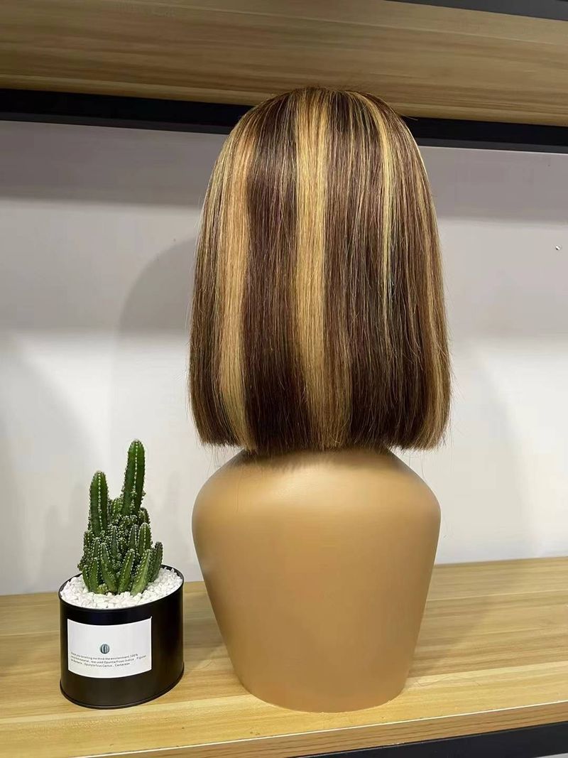 Großhandel 12-Zoll-Menschenhaarperücke Bob 13 * 4 Frontalspitze Gerade Bob Lace Front 100% Menschenhaarperücken für Frauen_voghion.com