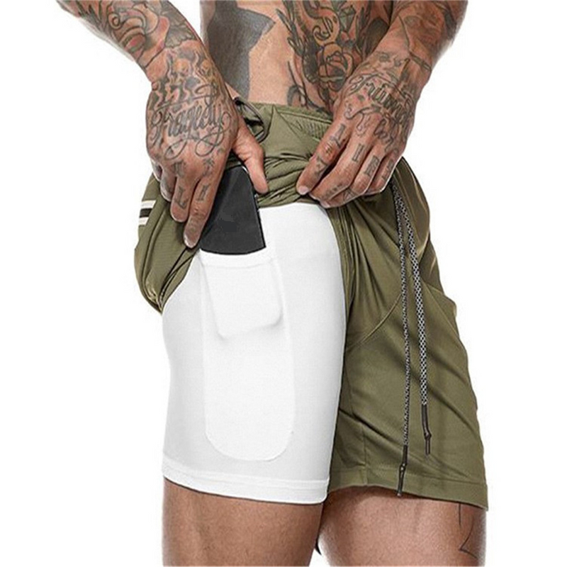 Men's Quick-Dry Running Shorts - 2-Layer Mesh Liner For Gym & Beach (European Fit UPF50+ Black/Blue S-XXL)​​_voghion.com