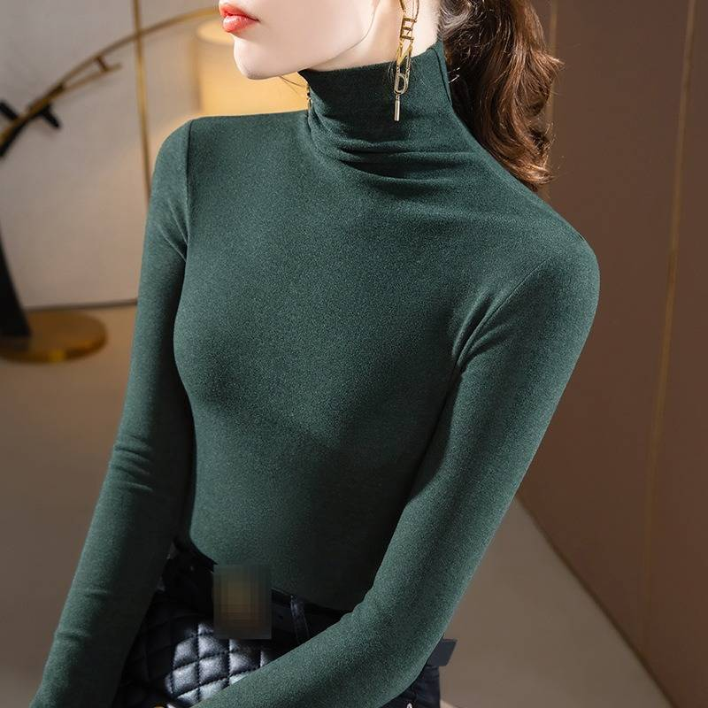 Women's Double-Layer Fleece Thermal Top - Ultra-Soft Round Neck Long Sleeve Base Layer, Stretchy & Warm, Slim Fit Essential For Autumn/Winter_voghion.com