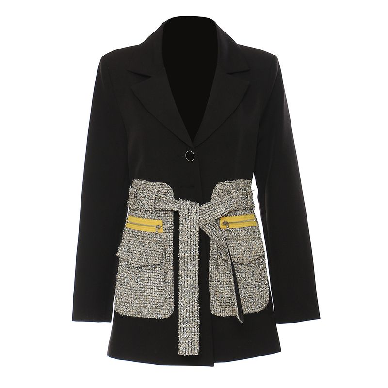 Women's Clothing Fashion Special Material Eye catching Mid Length Suit Jacket_voghion.com