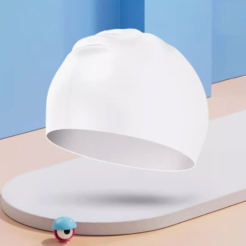 Unisex-Badekappe aus Silikon – wasserdicht und bequem für Erwachsene und Kinder (Weiß/Schwarz/Pastellfarben, Einheitsgröße)_voghion.com