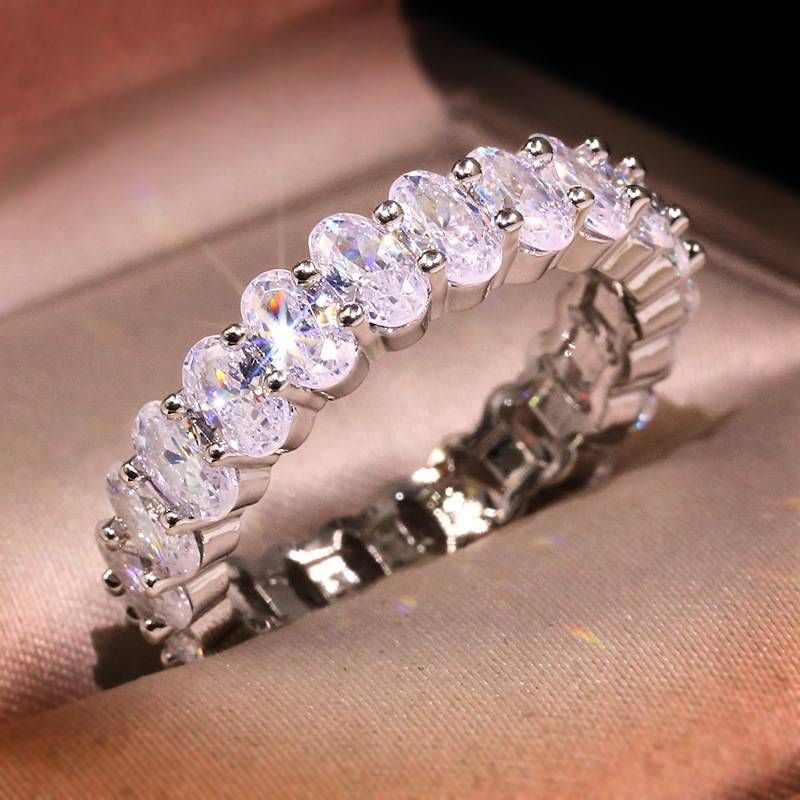 Luxury charm Oval ring Women's superflash zircon jewelry index finger ring_voghion.com