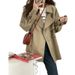 Women's Short Trench Coat – Korean-Inspired Belted Jacket With Stacked Collar (Khaki/Black, S/M/L/XL)_voghion.com