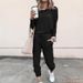 Solid Color Loose Casual Suit Women's Spring and Autumn New Style Round Neck Long Sleeve Harem Pants Two-piece Set_voghion.com