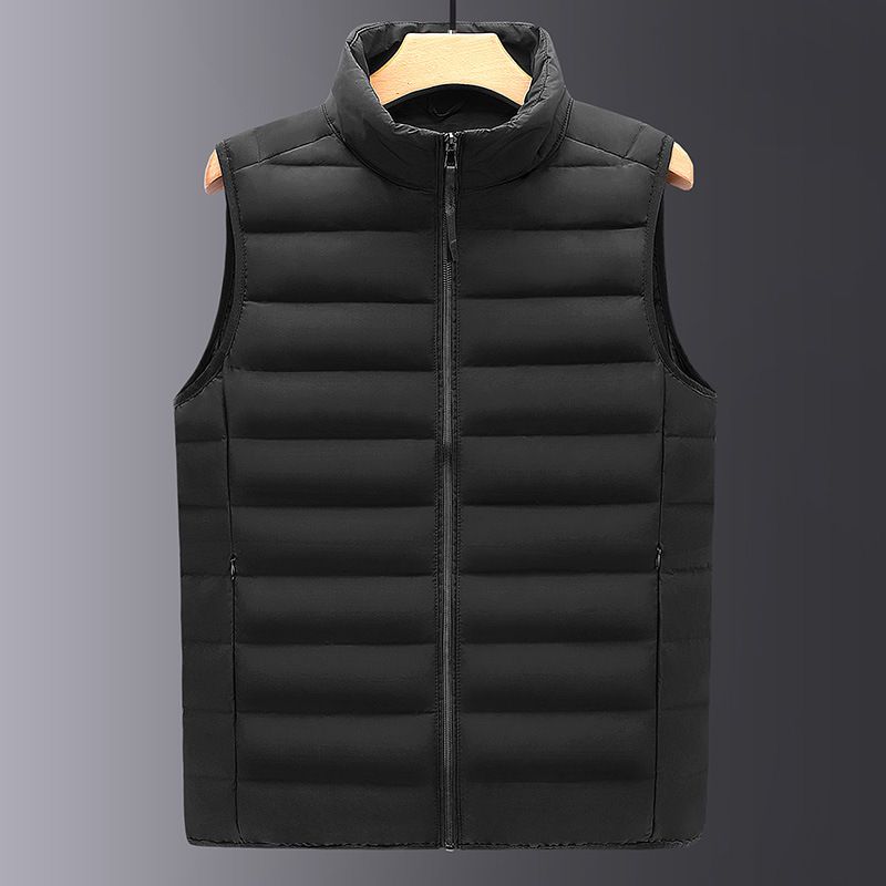 Winter Herren leichte Daunenjacke warme nahtlose Weste Weste Herren Stehkragen große Größe kurze Rückenweste Jacke_voghion.com