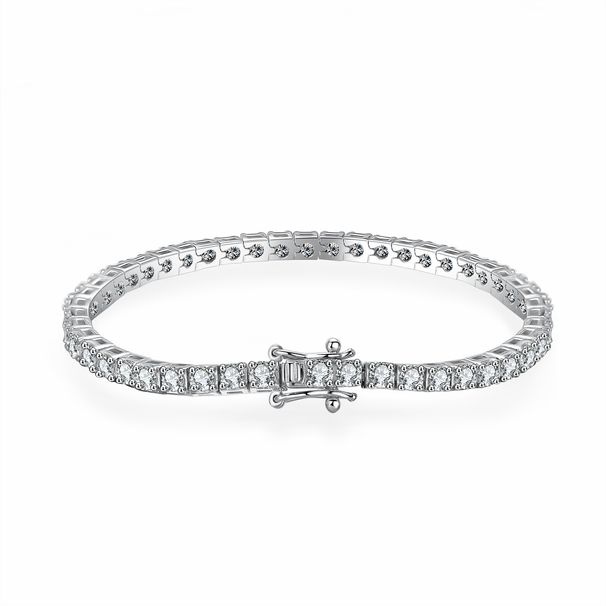 Bracciale tennis in argento sterling 925 con catena a maglie intere e pietre preziose per donna, semplice bracciale con moissanite romana da 3 mm, super scintillante e semplice_voghion.com