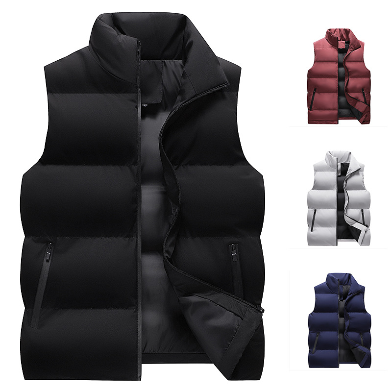 Neue Herbst und Winter männer Unten Baumwolle Weste Mode Lässig Große Stehkragen Warme Weste Mantel Top Mode_voghion.com