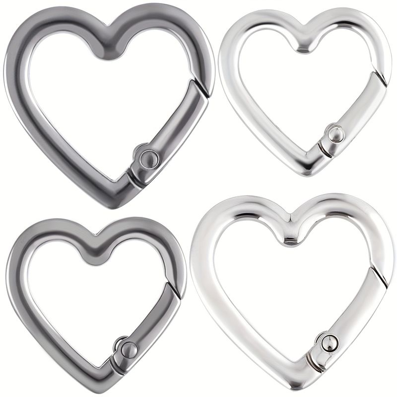 4-delige hartvormige sleutelhangerclip, stevige hartvormige wandelgesp van zinklegering, veerhaak, geschikt voor kamperen, wandelen en visreizen_voghion.com