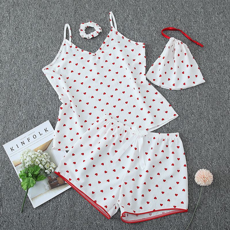 Pijamas para mujer, chaleco, pantalones cortos, traje de siete piezas, ropa para el hogar_voghion.com
