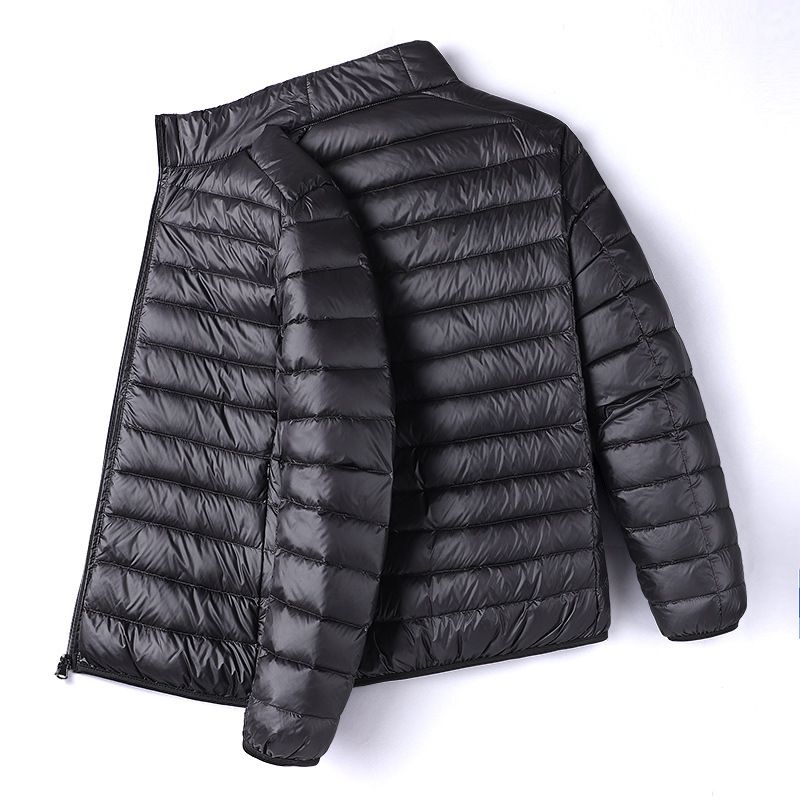  2023 winter new style men's light down jacket short stand-up collar white duck down warm long-sleeved jacket men's clothing_voghion.com