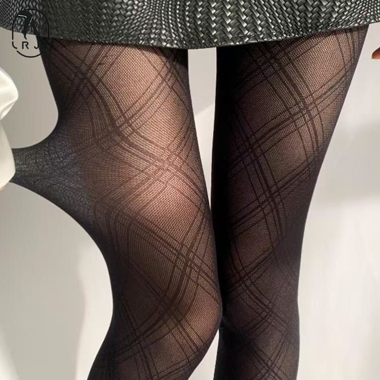 Calze a quadri con diamanti neri per donna, primavera e autunno, sottili e sexy, collant dimagrante in seta nera, belle gambe, leggings, calze a rete_voghion.com