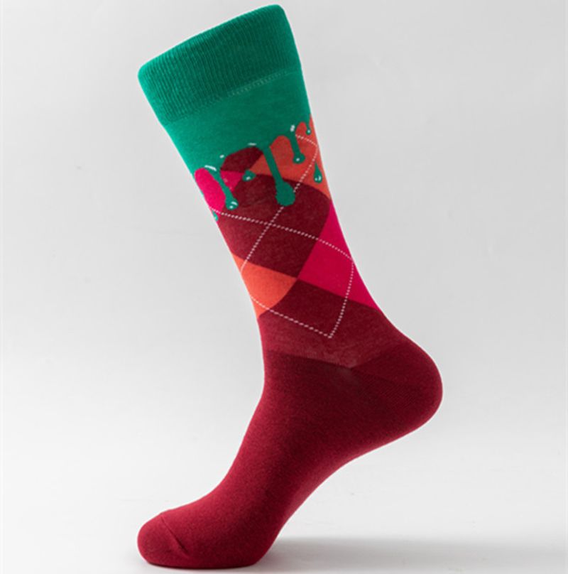 Herensokken Herfst en winter nieuwe lange buis vrolijke sokken trend casual abstract_voghion.com