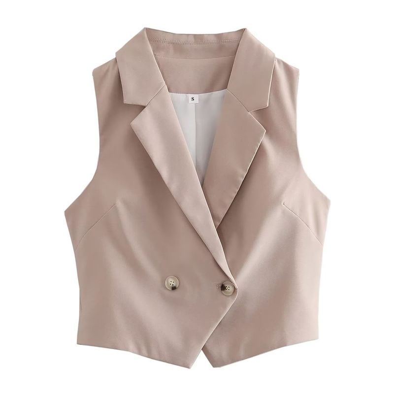 Women's clothing suit vest for women spring and autumn suit collar casual sleeveless women's vest jacket 8BS9678_voghion.com