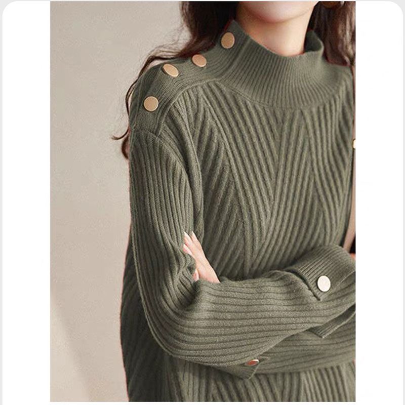 Roter Pullover für Herbst und Winter, Modetrend, High-End-Feeling, Nischen-Chic, Neujahrsgeschenk-Kleidung, Übergröße_voghion.com