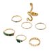 Grünes quadratisches Diamant-Schlangenring-Set – 7-teiliger geometrischer Metallschmuck, Modetrends, heiß verkauftes einfaches Metall_voghion.com