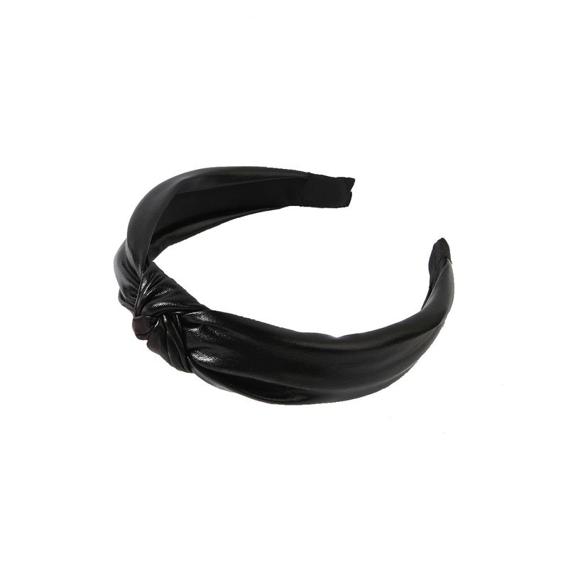 Bandă pentru cap din material PU, cu margini largi, cu noduri cu laser, spală-ți fața și ieși în afara benzii de culoare uni_voghion.com
