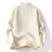 Pull coréen-japonais à col roulé mi-long boutonné en maille épaisse, coupe ample, pour hommes et femmes_voghion.com
