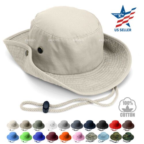 Cappello da pescatore unisex 100% cotone Pesca Campeggio Safari Boonie Cappello estivo con tesa da sole_voghion.com