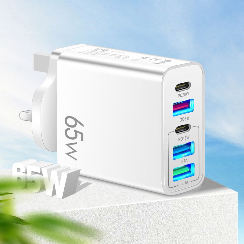 USB 65W C oplader 5-poorts PD Type C QC 3.0 mobiele telefoon snellaadadapter geschikt voor iPhone Xiaomi Oneplu Q_voghion.com