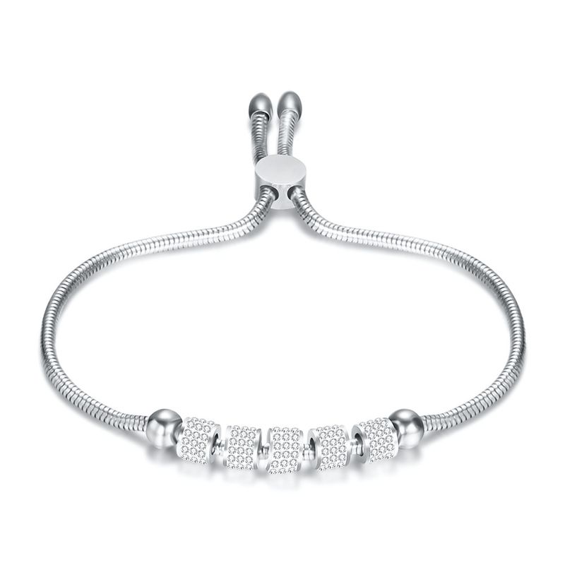 Pulseiras ajustáveis ​​de aço inoxidável para mulheres Cristal ouro/prata corrente pulseira e pulseira feminina joias de casamento_voghion.com