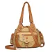 Washed Leather Women's Bag, Single Shoulder, Crossbody, Handheld, Soft Leather, Large Capacity, Multi-Layer_voghion.com