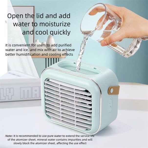 Mini Air Conditioner Dormitory USB Rechargeable Small Fan Desktop Home Office Spray Cooling Plus_voghion.com
