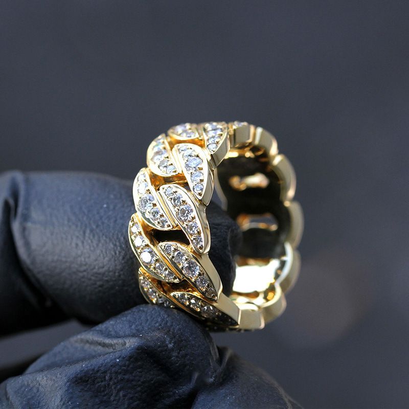 Huitan Cuban Chain Zirkon Selbstdisziplin Herren Trendy High-End Nischendesign Zeigefingerring_voghion.com