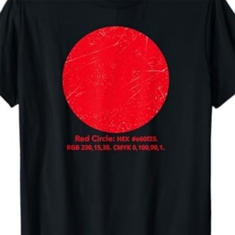 T-Shirt mit minimalistischem Grafikdesign und rotem Kreis._voghion.com