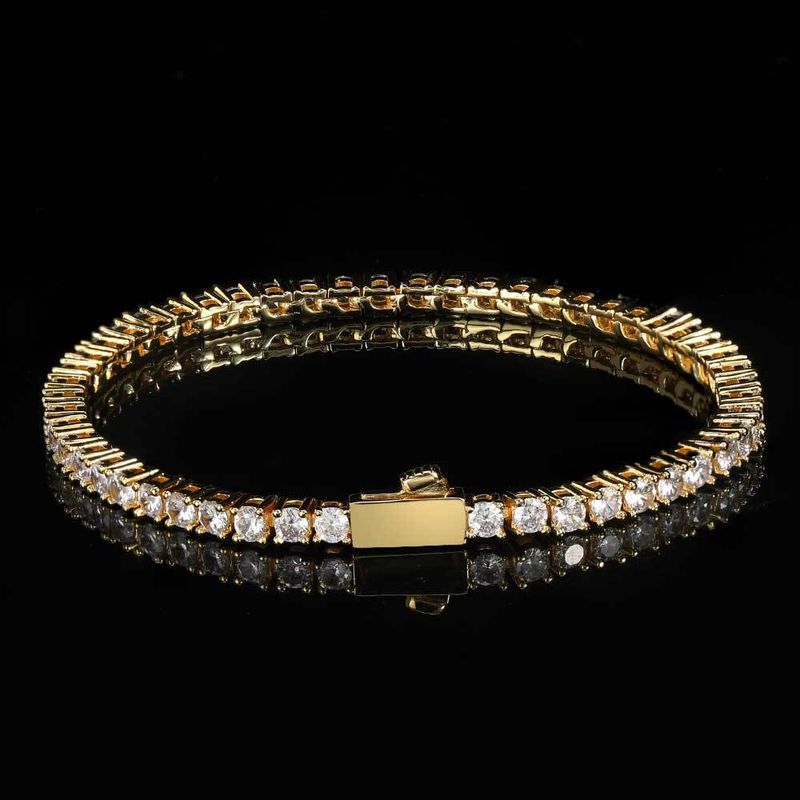 Men's Jewelry Hip Hop Spring Buckle Zircon Tennis Bracelet Jewelry Trendy Brand Personality Single Row Diamond Bracelet_voghion.com