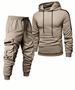 Men's Fleece-Lined Hooded Sweatshirt & Jogger Pants Set - Lightweight, All-Polyester, Streetwear Essentials For Spring & Autumn_voghion.com