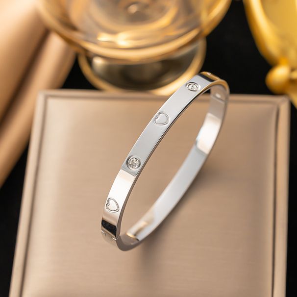 Bracciale Cakka in acciaio al titanio per donna, con diamanti, resistente allo sbiadimento, semplice e versatile, design di gioielli da donna_voghion.com