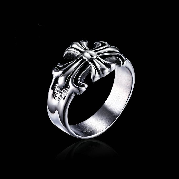 Classico anello a forma di croce con lettere per celebrità giapponesi e coreane, anello alla moda per l'indice da uomo_voghion.com