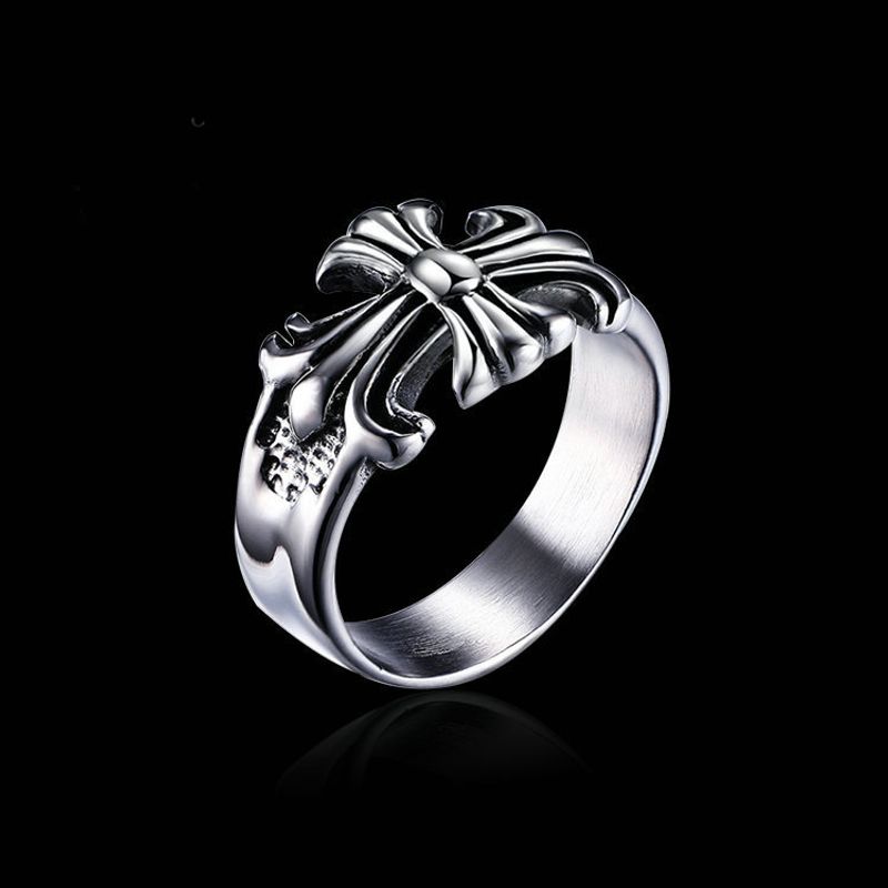 Croix de lettre au design classique pour les célébrités japonaises et coréennes, bague d'index tendance pour hommes_voghion.com
