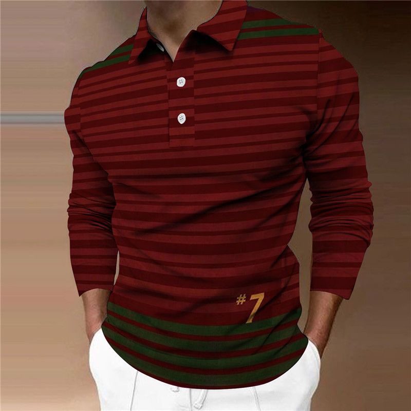 Golf gömleği erkek gündelik yenilik 3D baskılı Polo T-shirt ekose grafik T-shirt Moda uzun kollu T-shirt_voghion.com