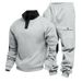 Herren-Set mit Fleece-gefüttertem Kapuzenpullover und Arbeitshose – Schweres, lässiges Winter-Outfit, locker sitzender Stehkragen, warm und bequem_voghion.com
