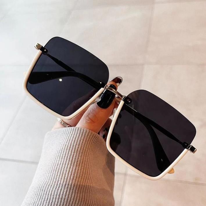 2022 uusi puolikehys korealainen muoti trendikäs aurinkosuojalasit naisten metallilaatikko ins Aurinkolasit_voghion.com