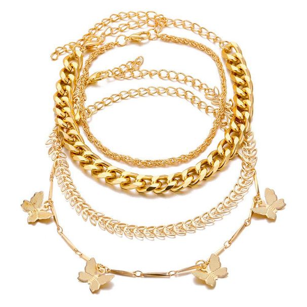 Accessori versatili intrecciati per donne, semplici e unici, set di bracciale con catena cubana intarsiata con diamanti_voghion.com