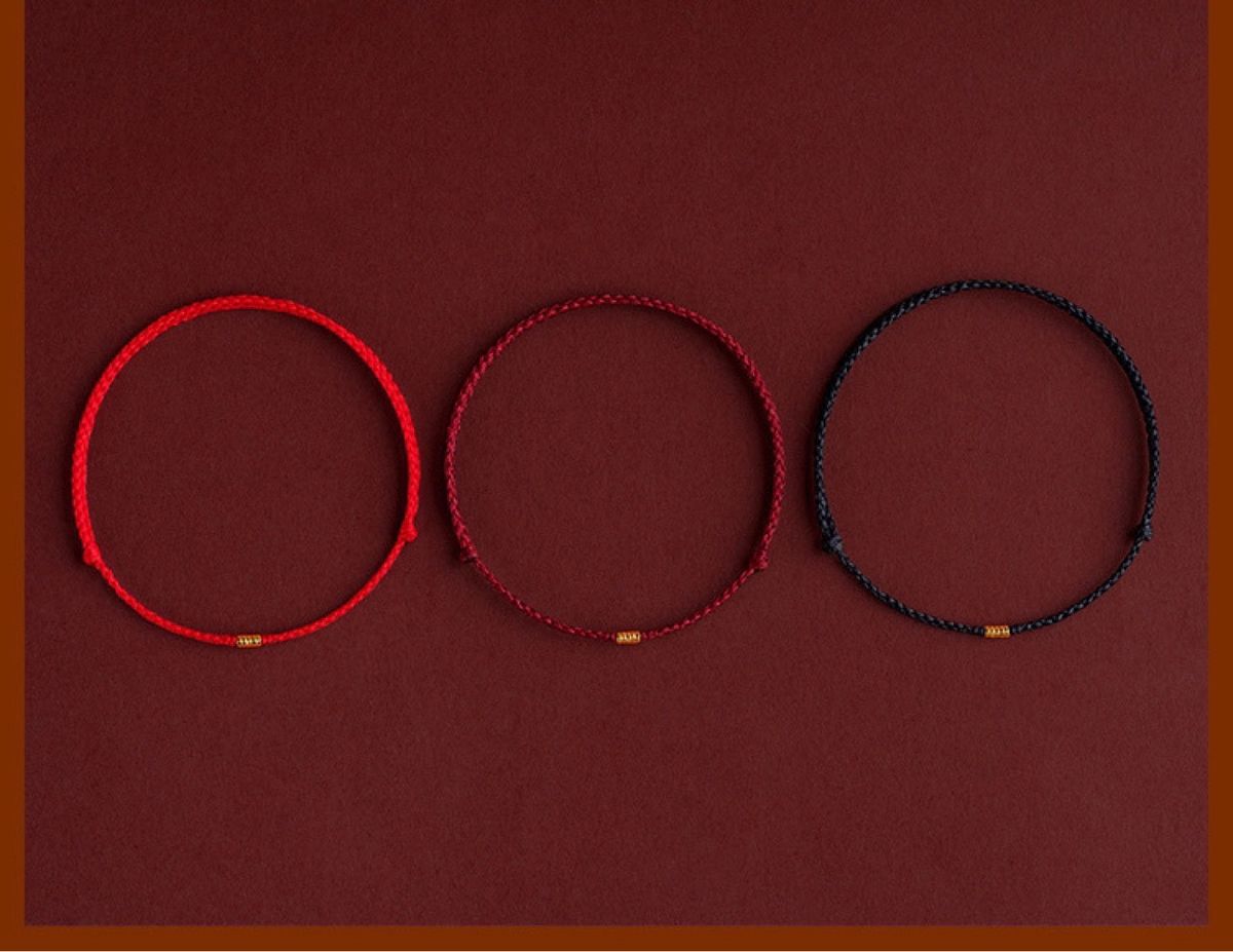 Umschlagperlenarmband für Frauen, Nationaler Trend, Viel Glück, Rote Schnur, Gewebt, Sternzeichenjahr, Exquisit, Einfach, Dünn_voghion.com