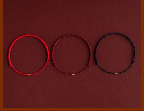 Umschlagperlenarmband für Frauen, Nationaler Trend, Viel Glück, Rote Schnur, Gewebt, Sternzeichenjahr, Exquisit, Einfach, Dünn_voghion.com